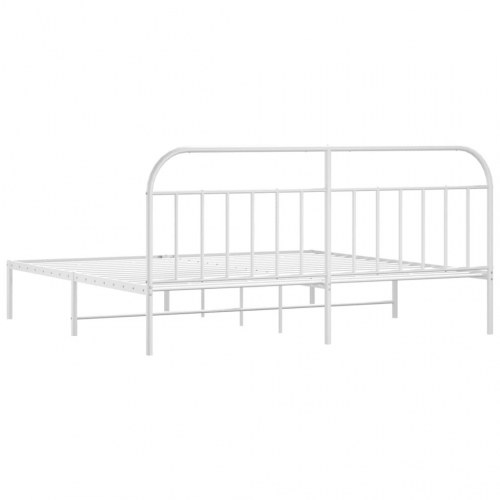 Sengeramme med sengegavl i metal - 193×203 cm, hvid