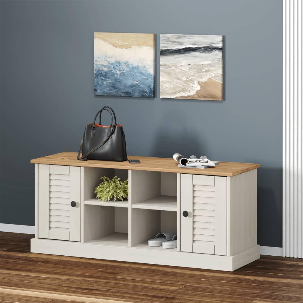 Skobænk VIGO 106x35x45 cm massivt fyrretræ hvid billede