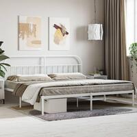 Sengeramme med sengegavl 200x200 cm metal hvid