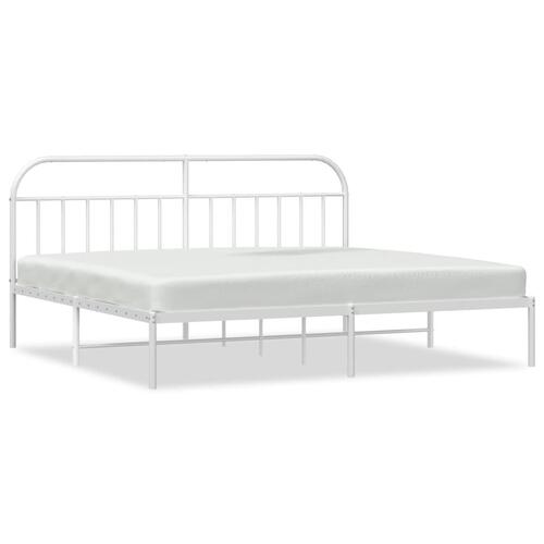 Sengeramme med sengegavl 200x200 cm metal hvid
