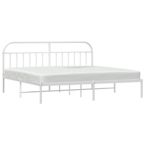 Sengeramme med sengegavl 200x200 cm metal hvid