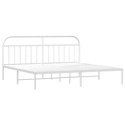 Sengeramme med sengegavl 200x200 cm metal hvid
