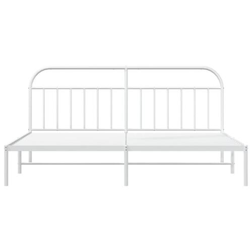 Sengeramme med sengegavl 200x200 cm metal hvid
