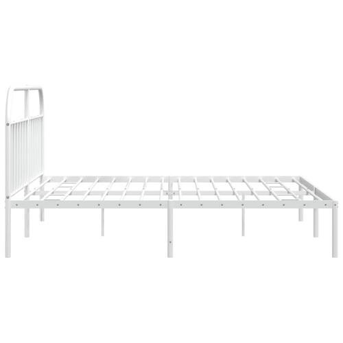 Sengeramme med sengegavl 200x200 cm metal hvid