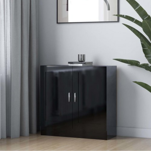 Bogreol 82,5x30,5x80 cm konstrueret træ sort højglans