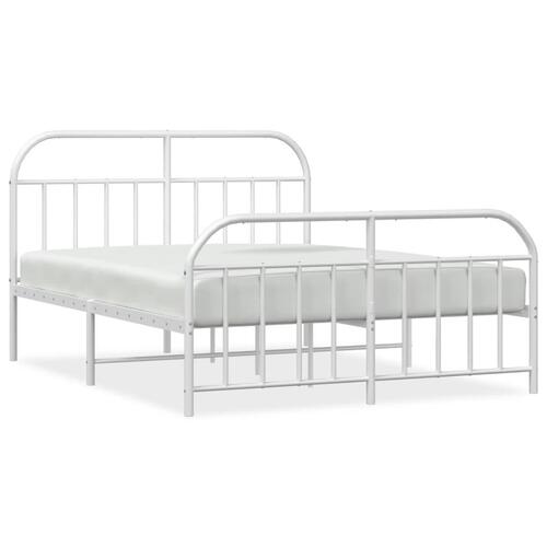 Sengeramme med sengegavl og fodgærde 135x190 cm metal hvid
