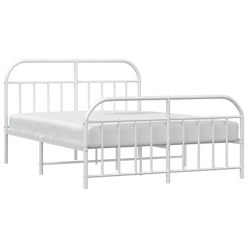 Sengeramme med sengegavl og fodgærde 135x190 cm metal hvid
