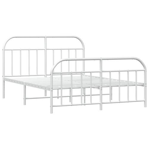Sengeramme med sengegavl og fodgærde 135x190 cm metal hvid