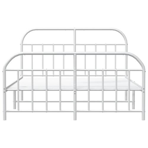 Sengeramme med sengegavl og fodgærde 135x190 cm metal hvid