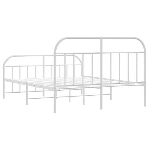 Sengeramme med sengegavl og fodgærde 135x190 cm metal hvid