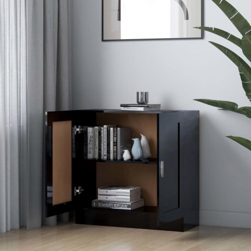 Bogreol 82,5x30,5x80 cm konstrueret træ sort højglans