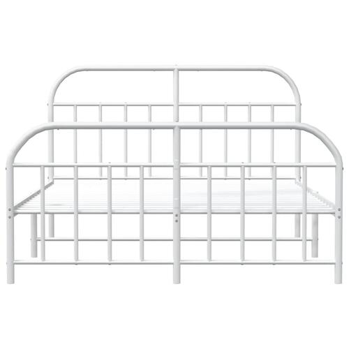 Sengeramme med sengegavl og fodgærde 160x200 cm metal hvid