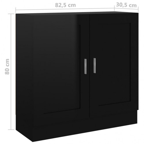 Bogreol 82,5x30,5x80 cm konstrueret træ sort højglans