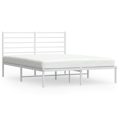 Sengeramme med sengegavl 150x200 cm metal hvid
