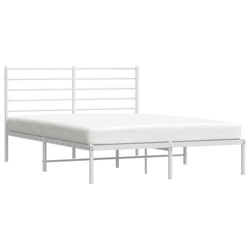 Sengeramme med sengegavl 150x200 cm metal hvid