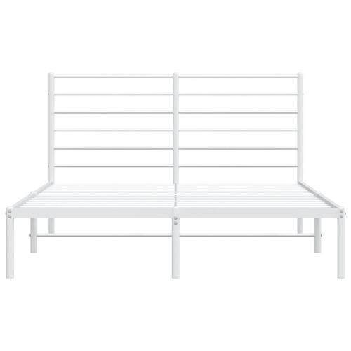 Sengeramme med sengegavl 150x200 cm metal hvid