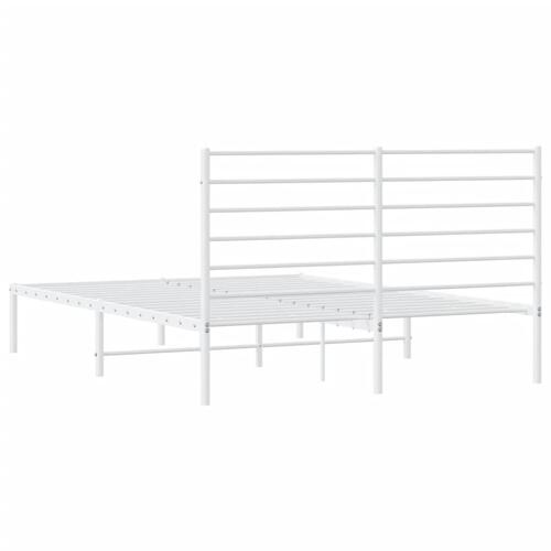 Sengeramme med sengegavl 150x200 cm metal hvid