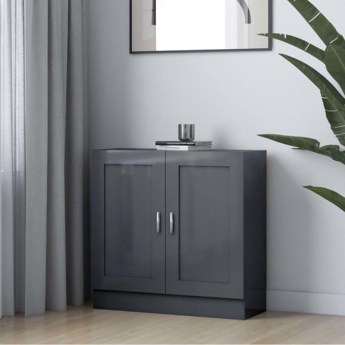Bogreol 82,5x30,5x80 cm konstrueret træ grå højglans