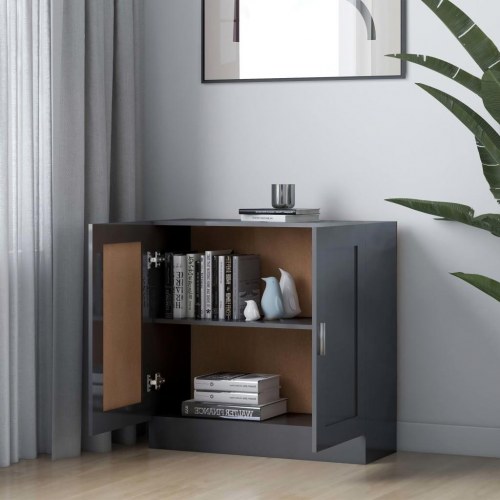 Bogreol 82,5x30,5x80 cm konstrueret træ grå højglans