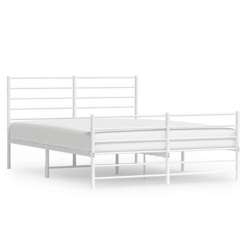 Sengeramme med sengegavl og fodgærde 150x200 cm metal hvid