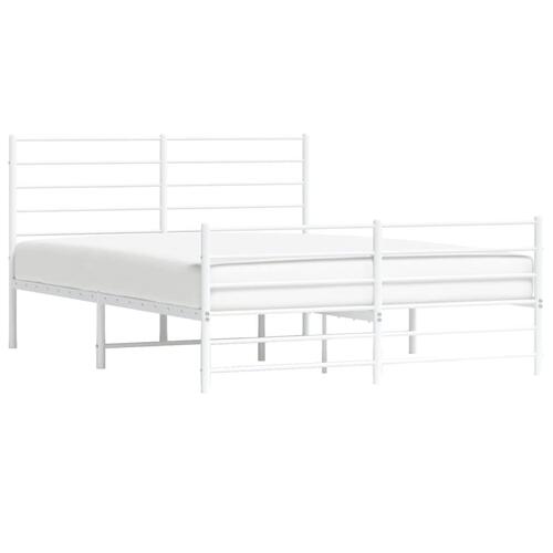 Sengeramme med sengegavl og fodgærde 150x200 cm metal hvid