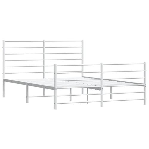 Sengeramme med sengegavl og fodgærde 150x200 cm metal hvid