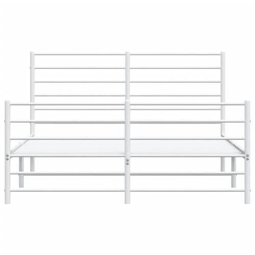 Sengeramme med sengegavl og fodgærde 150x200 cm metal hvid