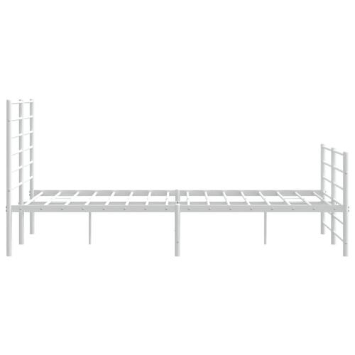 Sengeramme med sengegavl og fodgærde 150x200 cm metal hvid