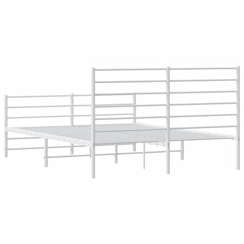 Sengeramme med sengegavl og fodgærde 150x200 cm metal hvid