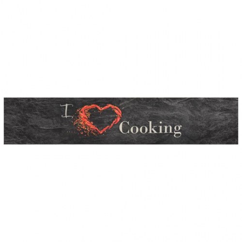 Køkkentæppe med Cooking-design 60 x 300 cm - sort