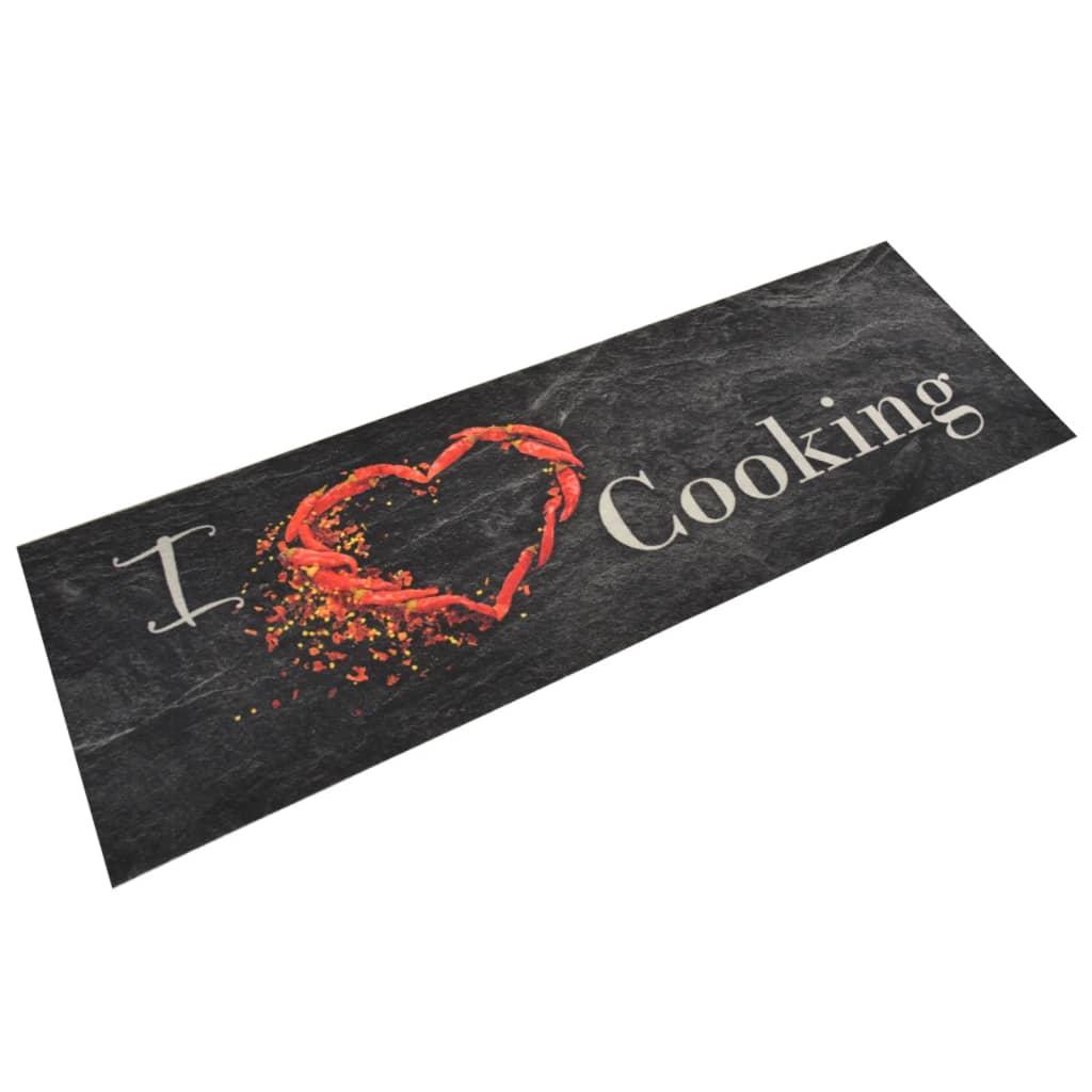 Køkkentæppe 60x180 cm Cooking-design vaskbart fløjl sort billede