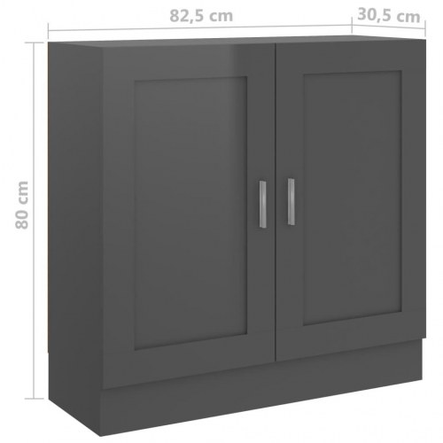Bogreol 82,5x30,5x80 cm konstrueret træ grå højglans