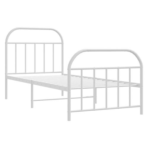 Sengeramme med sengegavl og fodgærde 90x190 cm metal hvid