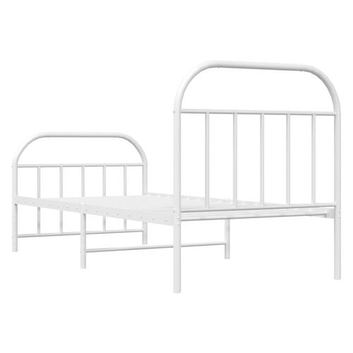 Sengeramme med sengegavl og fodgærde 90x190 cm metal hvid