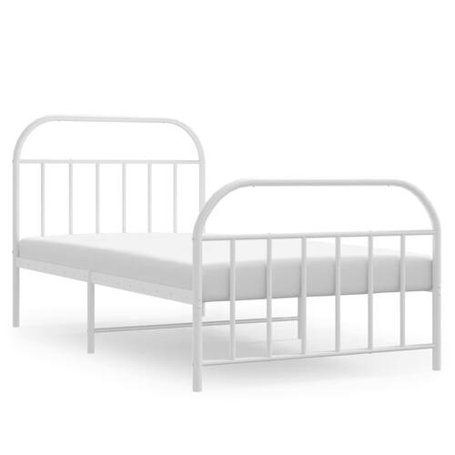 Sengeramme med sengegavl og fodgærde 107x203 cm metal hvid