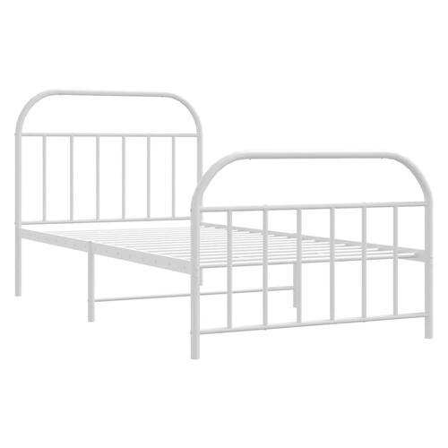Sengeramme med sengegavl og fodgærde 107x203 cm metal hvid