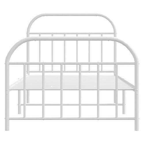 Sengeramme med sengegavl og fodgærde 107x203 cm metal hvid