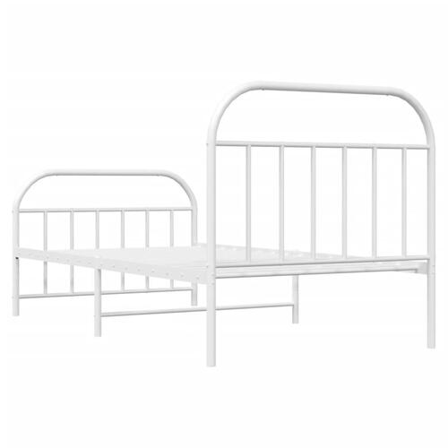 Sengeramme med sengegavl og fodgærde 107x203 cm metal hvid