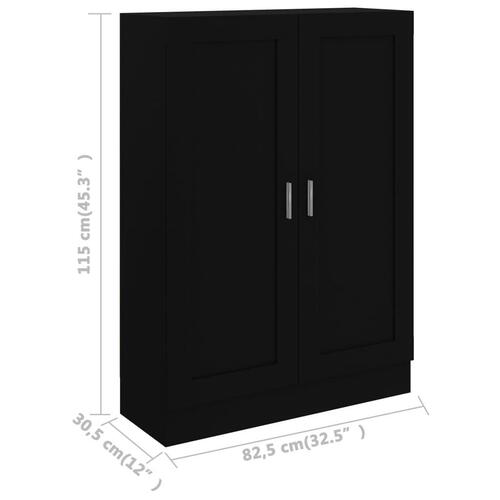 Bogskab 82,5x30,5x115 cm konstrueret træ sort