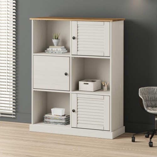 Bogreol VIGO 90×35×114,5 cm - massivt fyrretræ, hvid