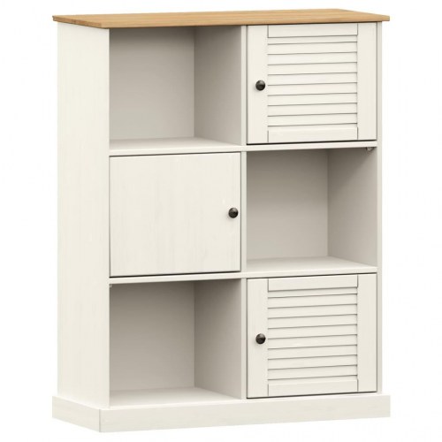 Bogreol VIGO 90×35×114,5 cm - massivt fyrretræ, hvid