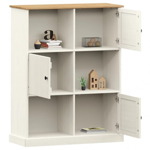 Bogreol VIGO 90×35×114,5 cm - massivt fyrretræ, hvid