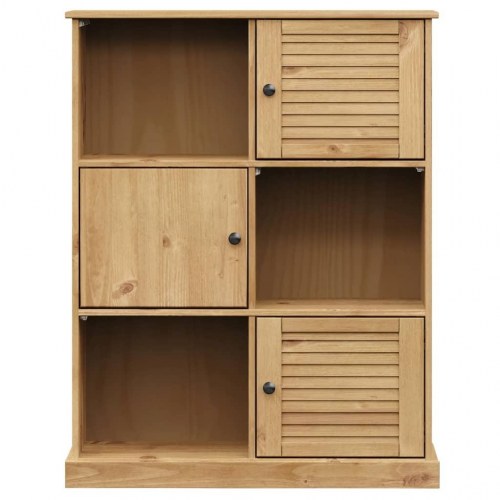 Bogreol VIGO 90×35×114,5 cm - massivt fyrretræ med låger