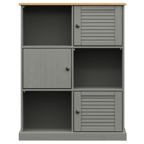 Bogreol VIGO 90×35×114,5 cm i massivt fyrretræ - grå