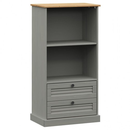 Bogreol VIGO 60×35×114,5 cm - massivt fyrretræ, grå