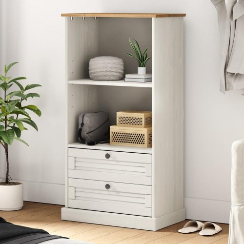 Bogreol VIGO 60×35×114,5 cm - massivt fyrretræ, hvid