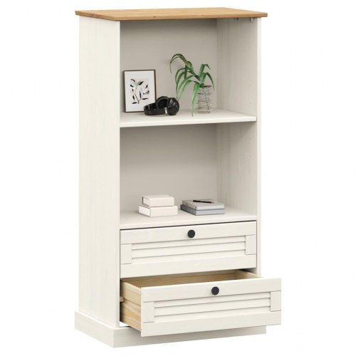 Bogreol VIGO 60×35×114,5 cm - massivt fyrretræ, hvid