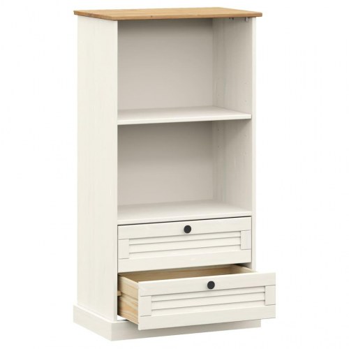 Bogreol VIGO 60×35×114,5 cm - massivt fyrretræ, hvid