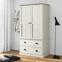 Klædeskab VIGO 90x55x170 cm massivt fyrretræ hvid