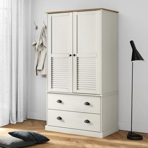 Klædeskab VIGO 90x55x170 cm massivt fyrretræ hvid